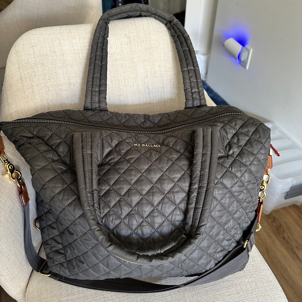 MZ Wallace Large Sutton Gray Quilted Women's Bag